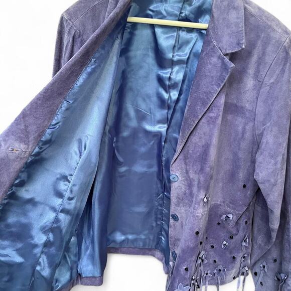 Vintage lilac suede jacket with flowers - Picture 6 of 7